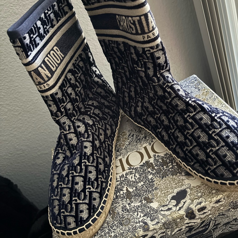 Dior Navy and Cream Espadrilles - Picture 1 of 7